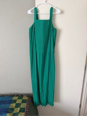 Green Pleated Maxi Dress